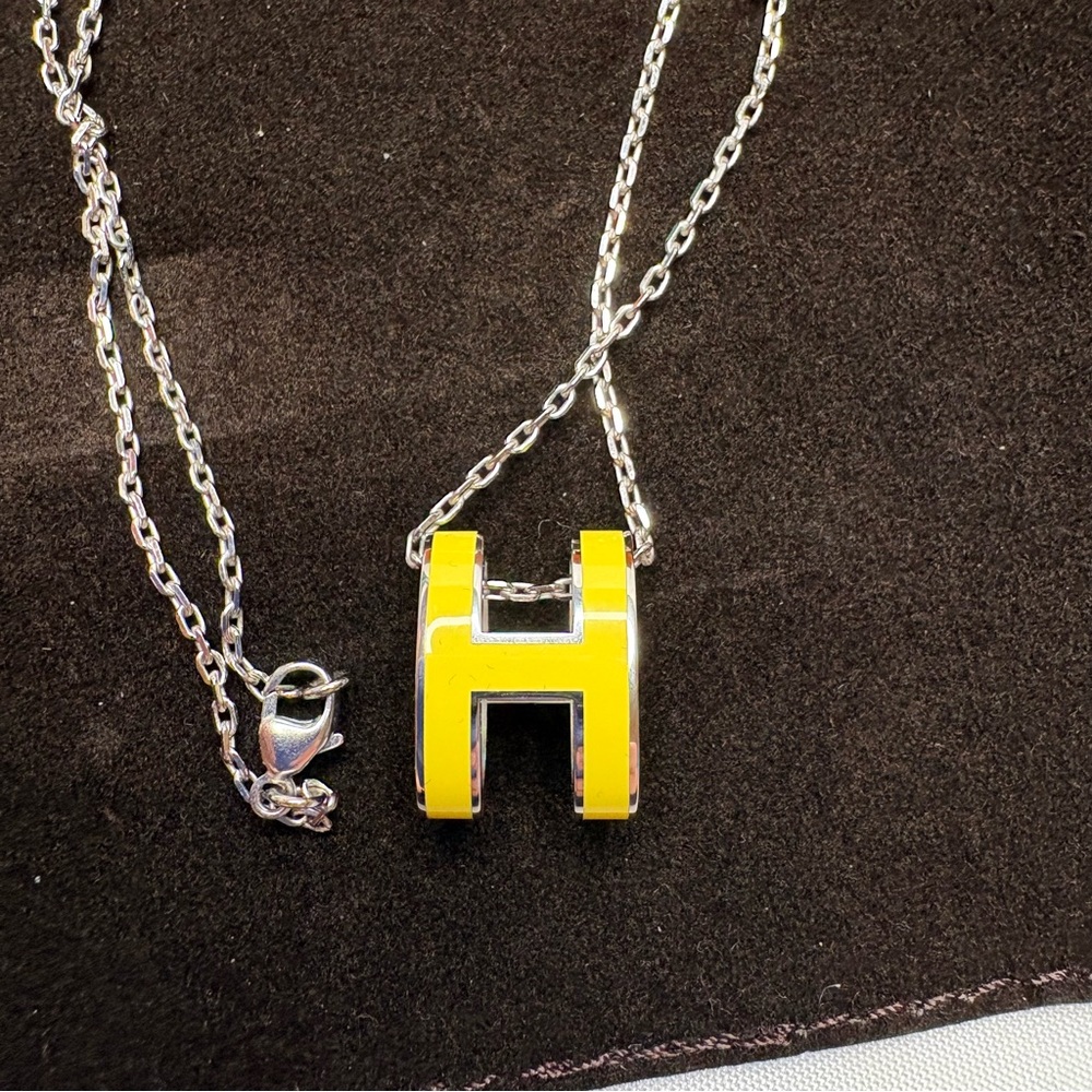 Hermès Pop H Necklace Yellow Palladium (Regular size Not Mini) NIB Silver tone - Picture 10 of 12